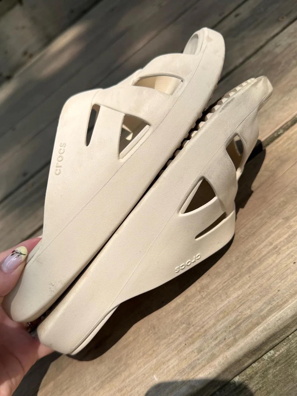 CROCS Women's Slide Sandals in Off-White/Cream